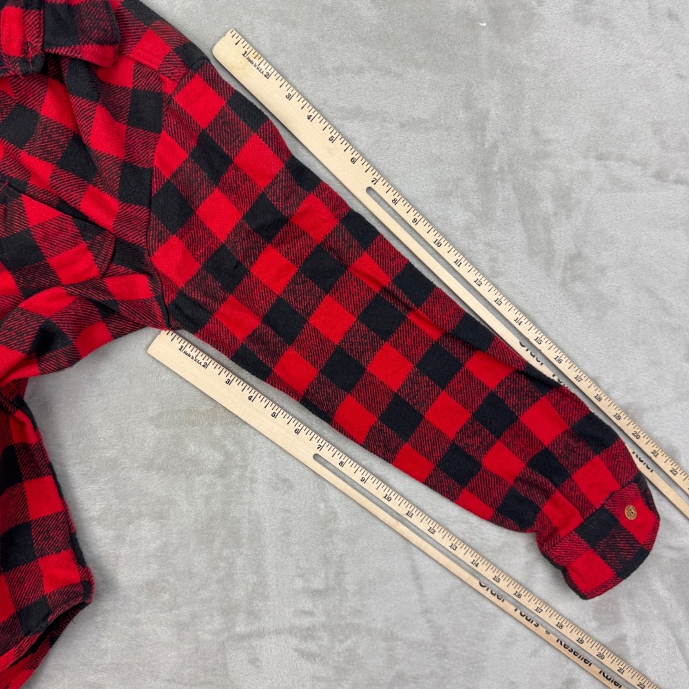 VTG 70s Big Mac Flannel Shirt Mens L Buffalo Plaid Utility Red Black JC Penney - Picture 8 of 10